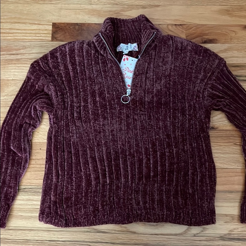 Cozy Burgundy Quarter-Zip Sweater